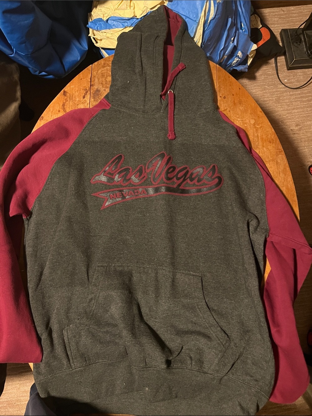 Las Vegas Two-Tone Hooded Sweatshirt - Charcoal & Burgundy